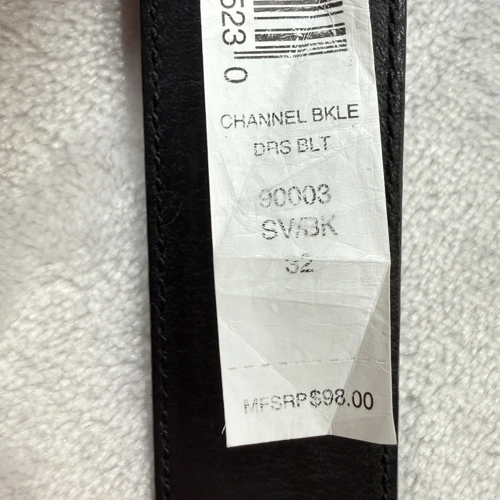 Coach Black Leather Plaque‎ Buckle Dress Belt 32 Men's Made in Italy